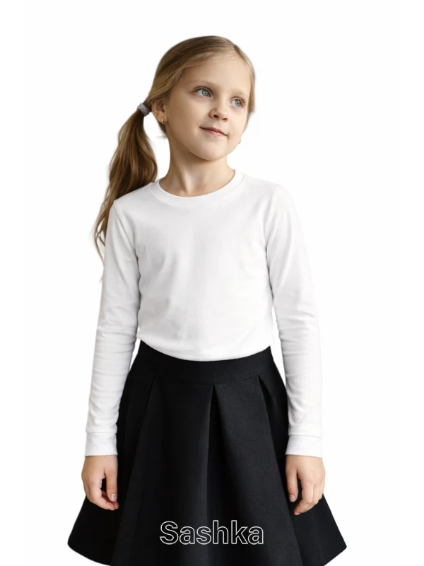 Лонгслів для дівчинки Sashka трикотажний білий, розмір 104-176